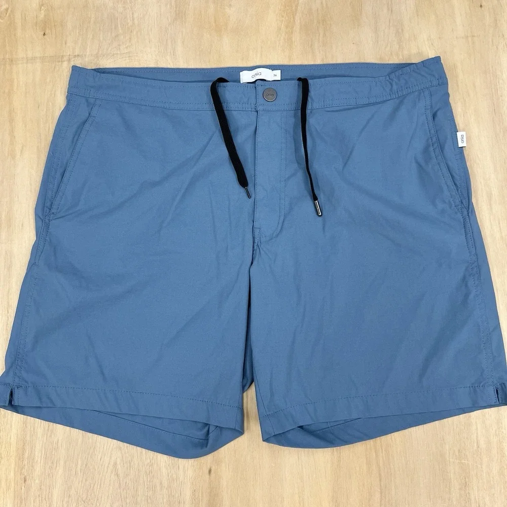 Onia The Calder Swim‎ Trunks Lined Shorts Mens 36x7 Blue Performance Drawstring - Picture 2 of 14